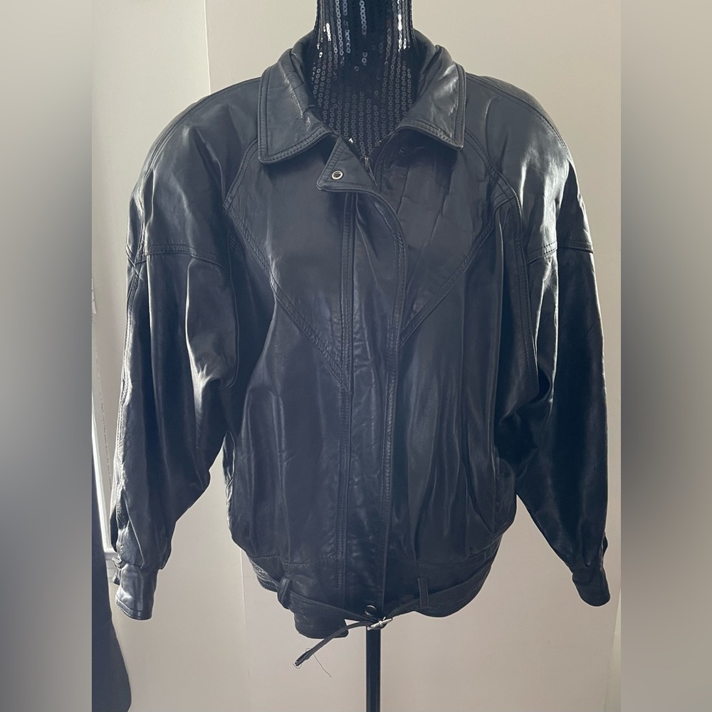 Vintage ADA Black Leather Jacket Size Medium